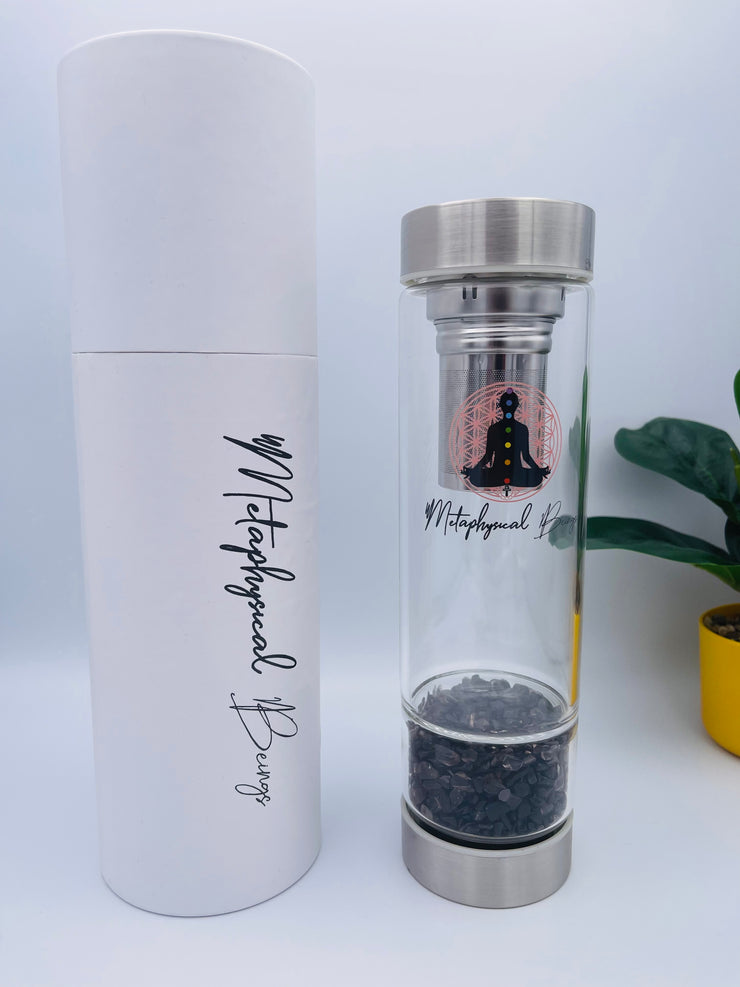 Protection Crystal Healing Water Bottle (Obsidian