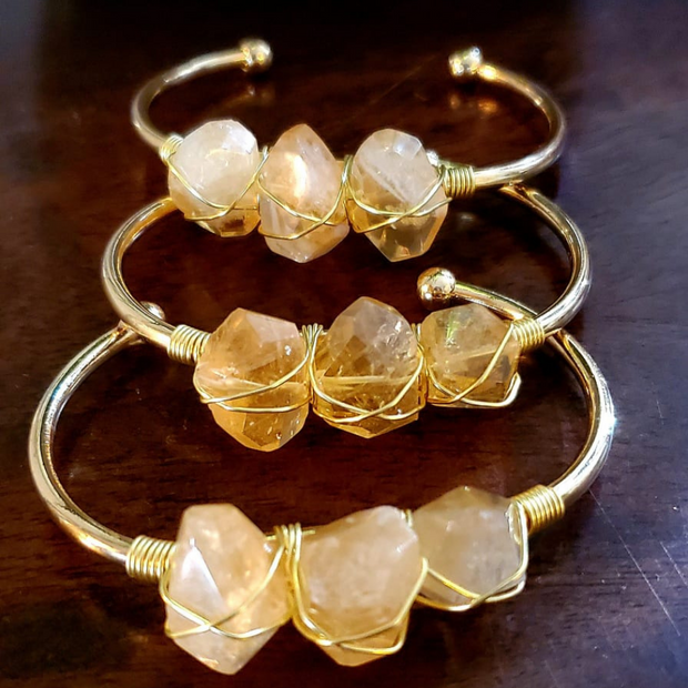 Raw Citrine Cuff Bracelet