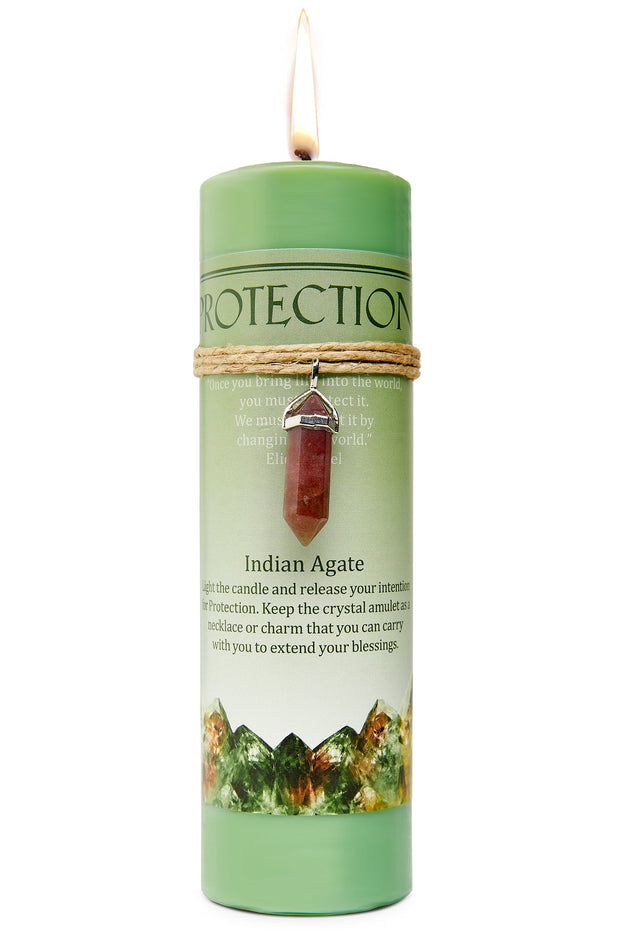 Protection Candle with Indian Agate Point