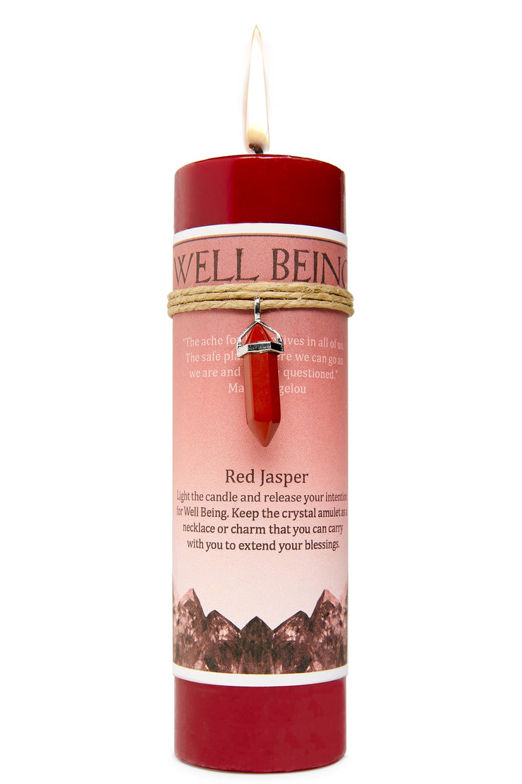 Well Being Candle with Red Jasper Pendant Charm