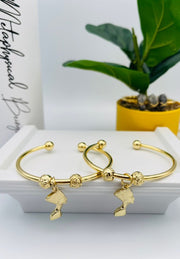 Dainty Double Ball Bangle Charm Bracelet