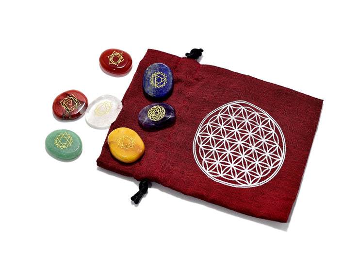 7 Engraved Crystals Chakra Set