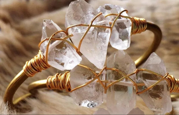 Raw Clear Quartz Cuff Bangle Bracelets