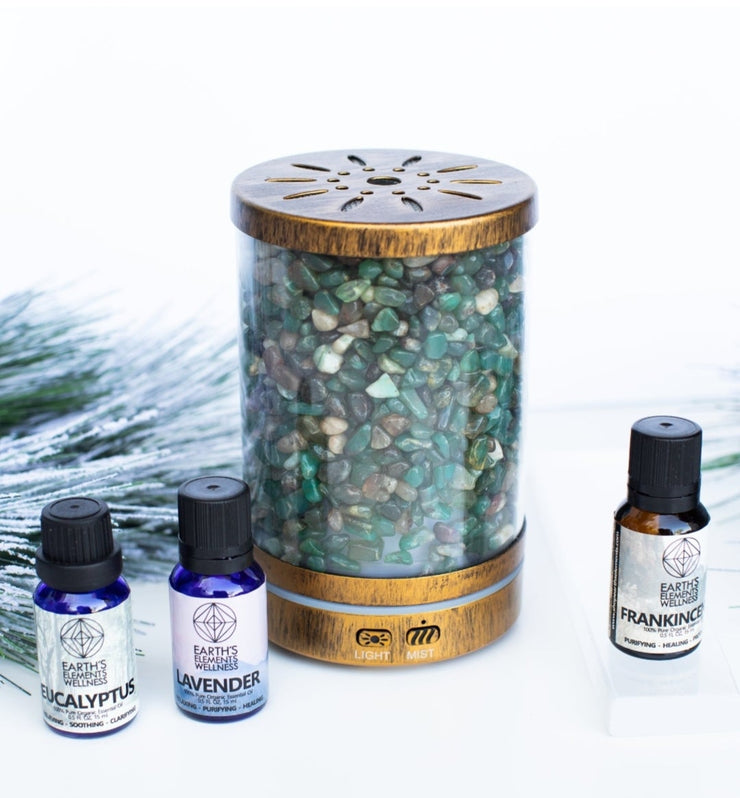 Green Aventurine Essential Oil Diffuser Set