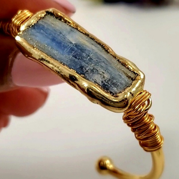 Natural Blue Kyanite Bangle Bracelets