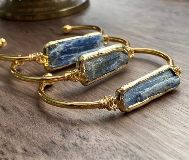 Natural Blue Kyanite Bangle Bracelets