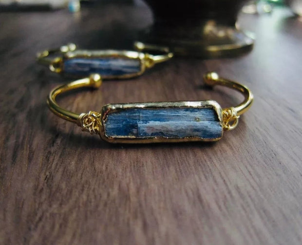 Natural Blue Kyanite Bangle Bracelets