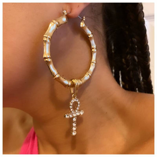 Ankh Bamboo Charm Earring