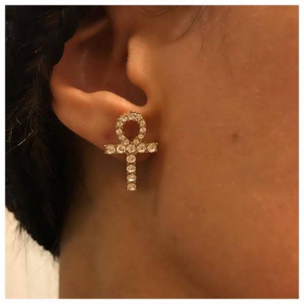 Crystal Ankh Studs Earrings