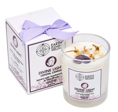 Divine light crystal infused healing candle